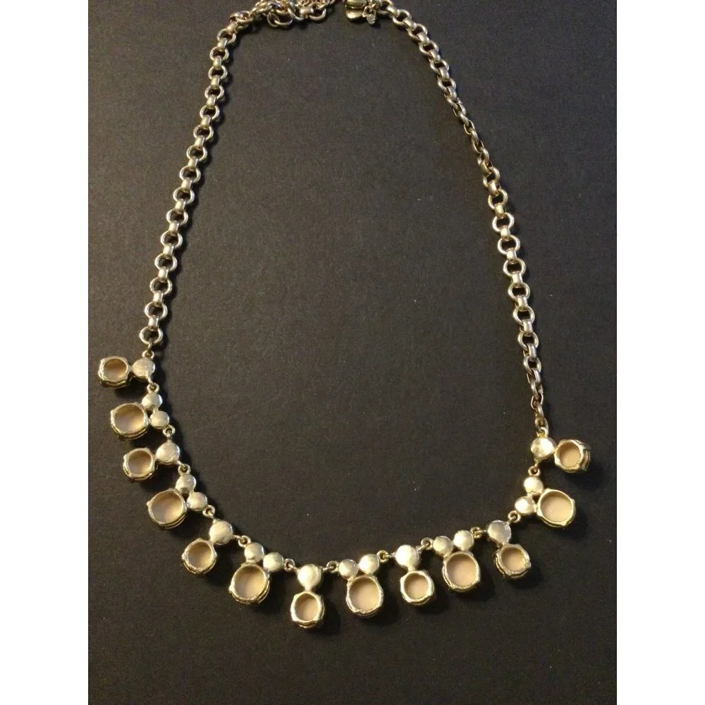 J. Crew Women's Multi Stone Drop Necklace Rhinestone Gold Tone Chain Adjustable